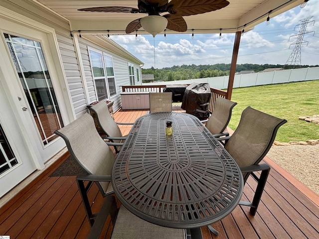 844 Brennan Way, Lyman, SC 29365 - wooden deck featuring outdoor dining space and a ceiling fan