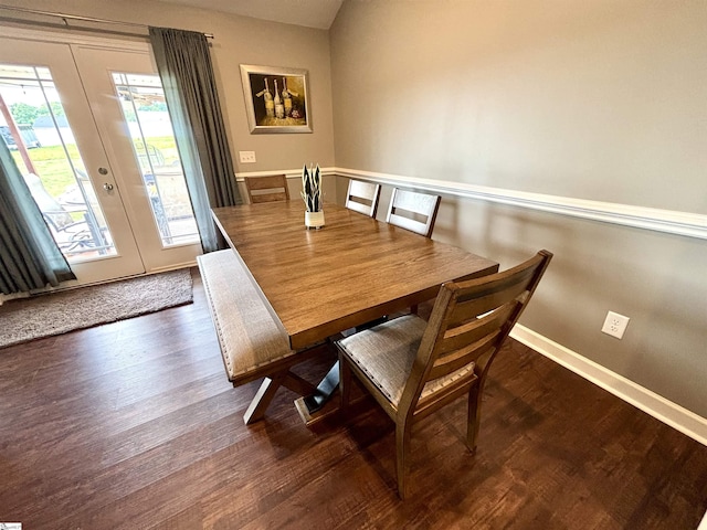 844 Brennan Way, Lyman, SC 29365 - dining area with dark wood-style flooring, french doors, and baseboards