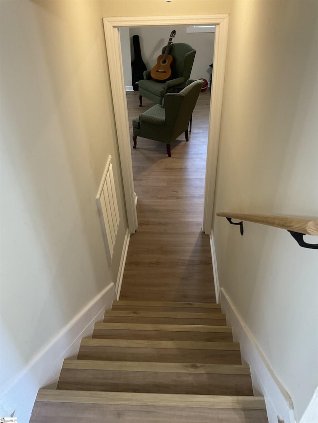 407 Old Farm Rd, Moore, SC 29539 - stairway featuring wood finished floors and baseboards