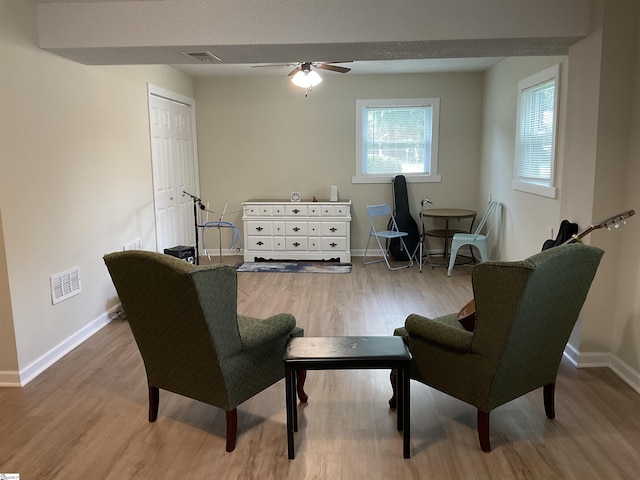 407 Old Farm Rd, Moore, SC 29539 - living area with light wood finished floors, baseboards, and ceiling fan