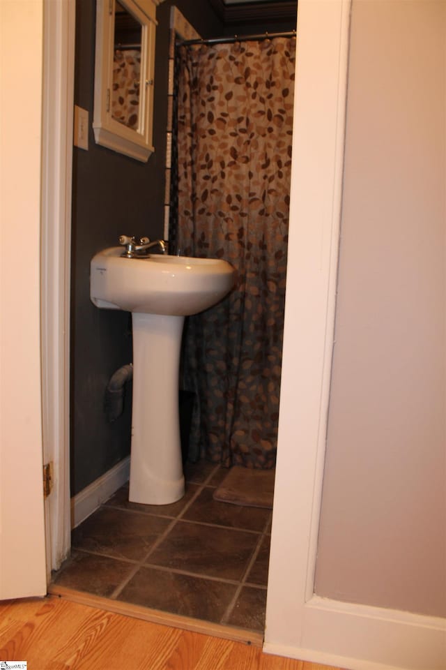 295 Dorn St, Westminster, SC 29693 - full bathroom featuring a shower with curtain, tile patterned floors, and a sink