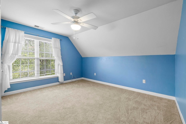 1847 Bertha Knight Rd, Lancaster, SC 29720 - additional living space with baseboards, lofted ceiling, a ceiling fan, and carpet