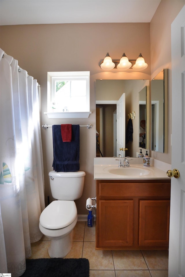 10 Bamburgh Brae Ct, Simpsonville, SC 29681 - bathroom with tile patterned flooring, toilet, vanity, and a shower with shower curtain