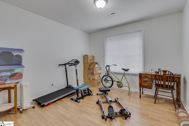 710 Amy Gray St, Greer, SC 29651 - workout room featuring wood finished floors, baseboards, and a textured ceiling