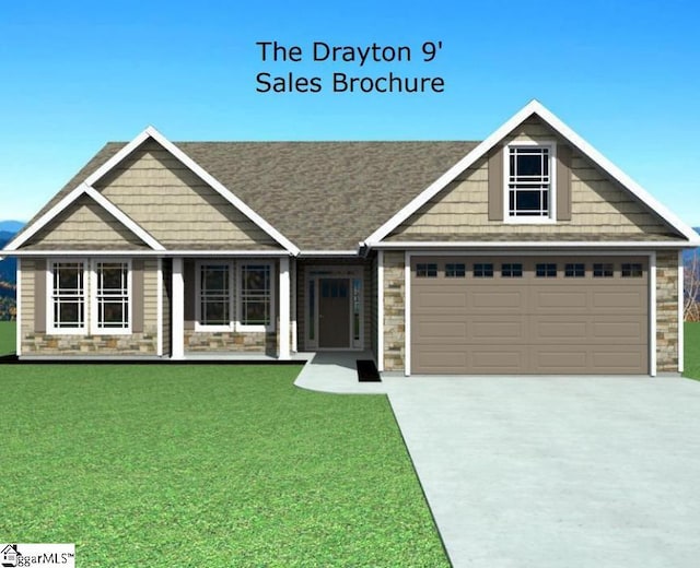 777 Trammell Rd, Travelers Rest, SC 29690 - craftsman inspired home featuring stone siding, concrete driveway, and a front lawn