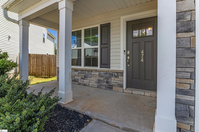 474 Grantham Ct, Spartanburg, SC 29303 - view of exterior entry with stone siding and covered porch