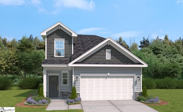 1817 Berkshire Ln, Spartanburg, SC 29303 - craftsman house featuring a front lawn, concrete driveway, stone siding, and an attached garage