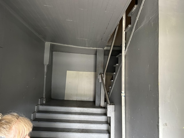 304 Jones St, Laurens, SC 29360 - staircase with wooden ceiling