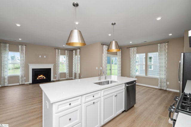6010 Ives Ave, Spartanburg, SC 29307 - kitchen featuring a sink, stainless steel appliances, light wood-style flooring, plenty of natural light, and recessed lighting