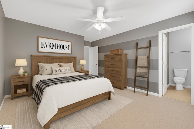 4 Yukon Dr, Greenville, SC 29605 - carpeted bedroom featuring baseboards, ensuite bathroom, and ceiling fan