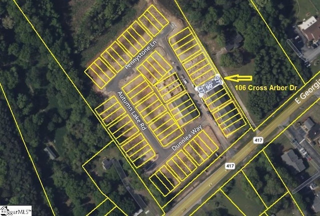 106 Cross Arbor Dr, Simpsonville, SC 29681 - aerial overview of property's location featuring property parcel outlined
