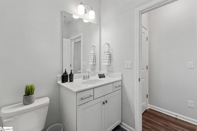 106 Cross Arbor Dr, Simpsonville, SC 29681 - bathroom with vanity, toilet, wood finished floors, and baseboards
