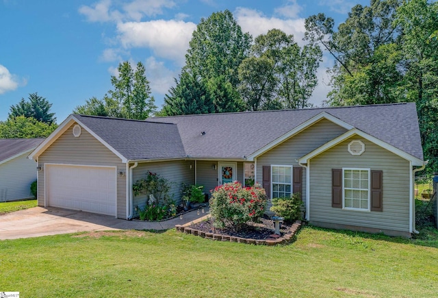 10 Sunset Mountain Ct, Travelers Rest, SC 29690 - ranch-style home featuring a garage, driveway, roof with shingles, and a front yard