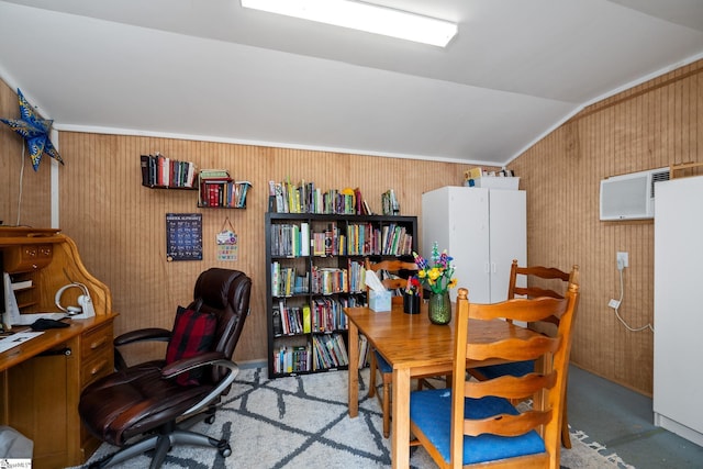 10 Sunset Mountain Ct, Travelers Rest, SC 29690 - office with vaulted ceiling, wallpapered walls, and a wall unit AC