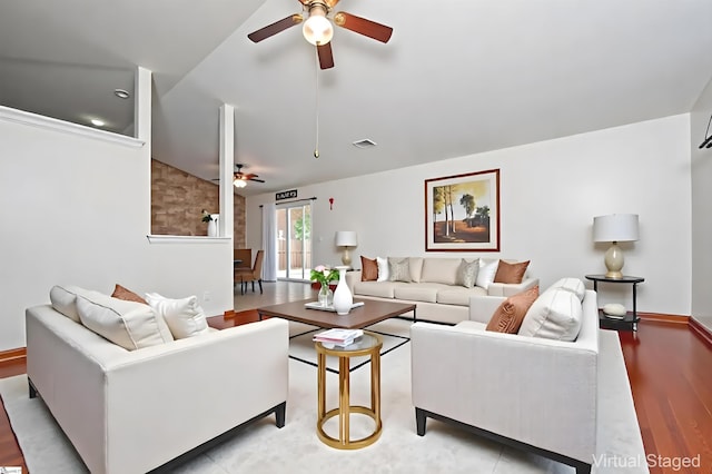 10 Sunset Mountain Ct, Travelers Rest, SC 29690 - living area featuring ceiling fan, lofted ceiling, and light wood finished floors