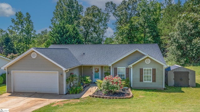 10 Sunset Mountain Ct, Travelers Rest, SC 29690 - single story home with a shingled roof, driveway, an attached garage, and a front lawn