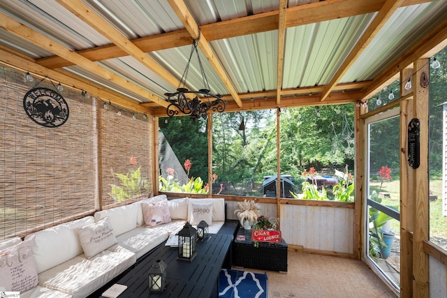 10 Sunset Mountain Ct, Travelers Rest, SC 29690 - sunroom featuring an outdoor hangout area and a chandelier