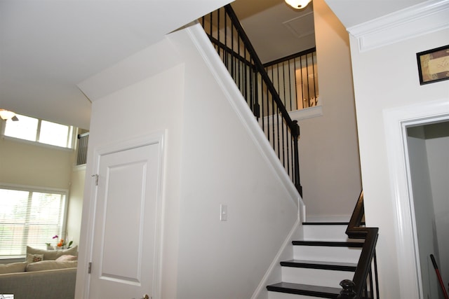 127 Riverland Woods Ct, Simpsonville, SC 29681 - staircase with a high ceiling