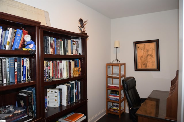 127 Riverland Woods Ct, Simpsonville, SC 29681 - home office with baseboards and dark wood-type flooring