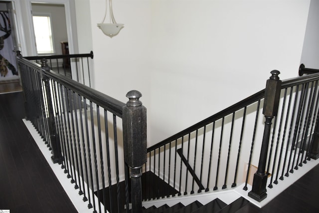 127 Riverland Woods Ct, Simpsonville, SC 29681 - stairs featuring wood finished floors
