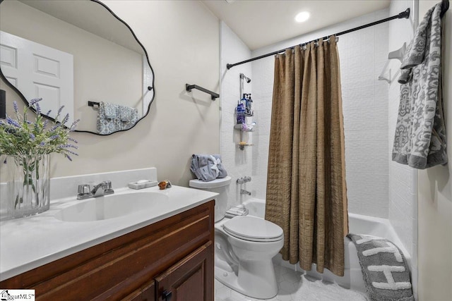 1250 Shadow Way, Greenville, SC 29615 - bathroom with shower / bath combo with shower curtain, vanity, toilet, and tile patterned flooring