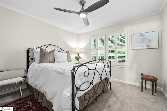 1250 Shadow Way, Greenville, SC 29615 - carpeted bedroom featuring crown molding, baseboards, and a ceiling fan