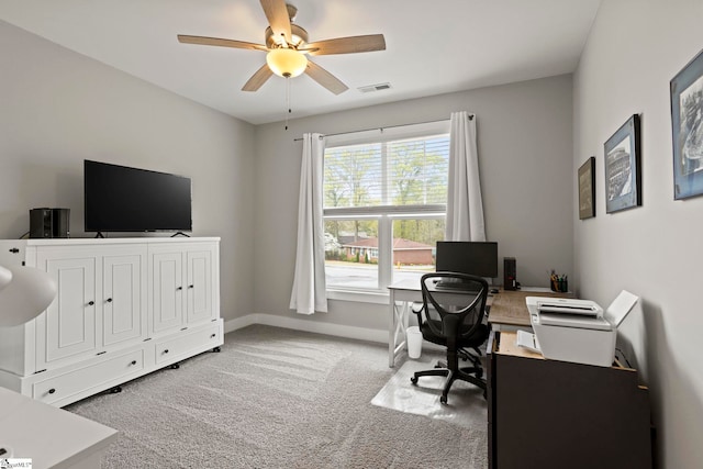 220 Plantation Rd, Greenville, SC 29605 - office area featuring a ceiling fan, carpet flooring, and baseboards