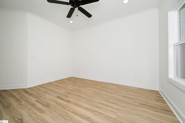 101 Duke St, Greenville, SC 29609 - empty room featuring a ceiling fan, recessed lighting, light wood-style floors, and ornamental molding