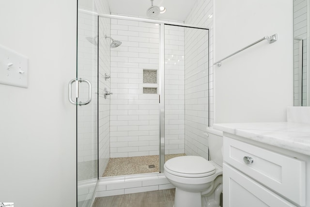 101 Duke St, Greenville, SC 29609 - bathroom featuring vanity, a shower stall, and toilet