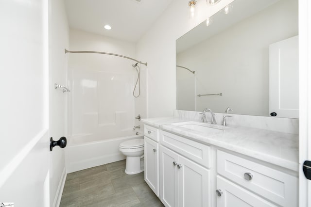 101 Duke St, Greenville, SC 29609 - bathroom featuring vanity, washtub / shower combination, toilet, and recessed lighting