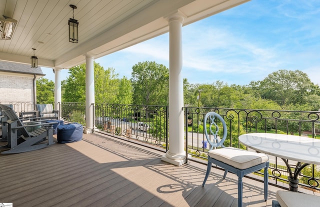 36 Southland Ave, Greenville, SC 29601 - wooden deck featuring view of wooded area
