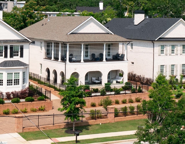 36 Southland Ave, Greenville, SC 29601 - rear view of house with a balcony and a chimney