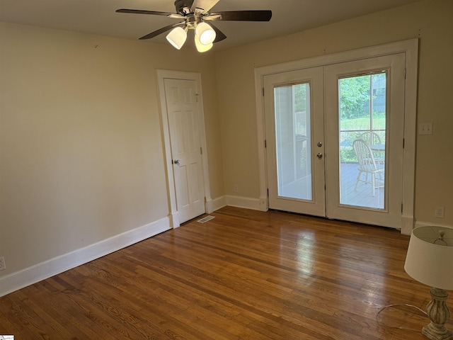 206 Rogers Ave, Greenville, SC 29617 - entryway with wood finished floors, baseboards, french doors, and ceiling fan