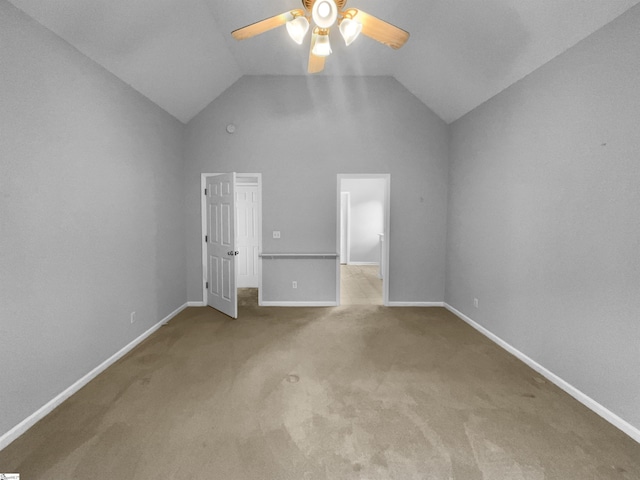134 Lauren Wood Cir, Taylors, SC 29687 - unfurnished bedroom with vaulted ceiling, carpet, baseboards, and ceiling fan
