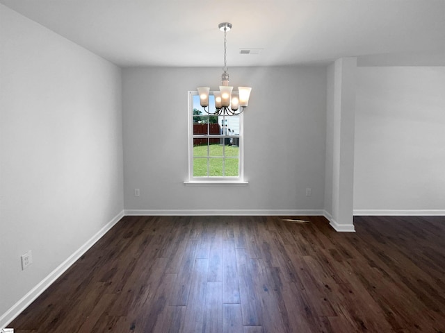 253 Golden Bear Walk, Duncan, SC 29334 - empty room with a chandelier, dark wood finished floors, and baseboards