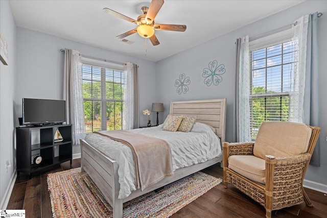 79 Modesto Ln, Simpsonville, SC 29681 - bedroom featuring baseboards, dark wood finished floors, and ceiling fan