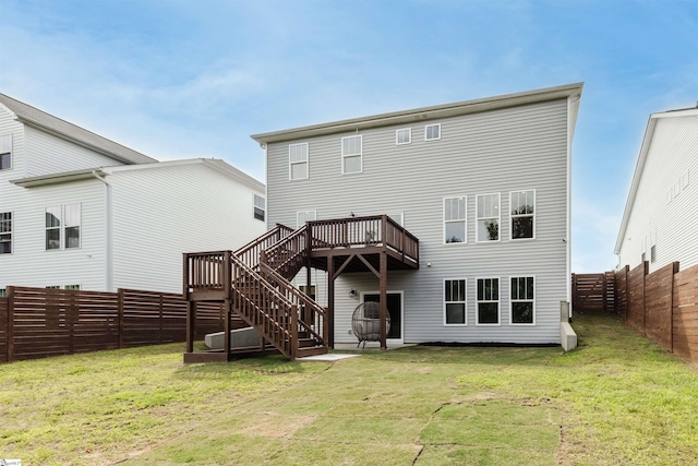 738 Judah Dr, Moore, SC 29369 - back of property with a wooden deck, a fenced backyard, and stairs