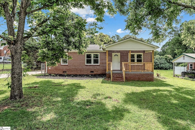 3401 Comanche St, Anderson, SC 29626 - single story home with crawl space, a front yard, a porch, and brick siding