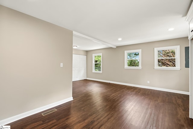 3401 Comanche St, Anderson, SC 29626 - empty room with dark wood-type flooring, recessed lighting, and electric panel
