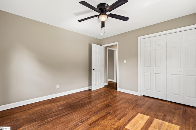 3401 Comanche St, Anderson, SC 29626 - unfurnished bedroom featuring wood finished floors, a closet, and ceiling fan