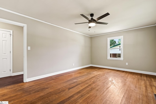 3401 Comanche St, Anderson, SC 29626 - spare room with ceiling fan, ornamental molding, and hardwood / wood-style floors