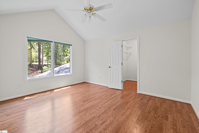 118 Pinnacle Pointe Dr, Seneca, SC 29672 - empty room featuring light wood-style floors, vaulted ceiling, and a ceiling fan