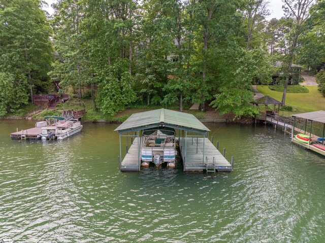 118 Pinnacle Pointe Dr, Seneca, SC 29672 - dock area with a water view and boat lift