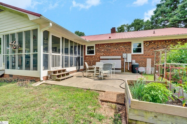 203 Ponder Rd, Greer, SC 29651 - view of patio / terrace featuring a sunroom and a vegetable garden