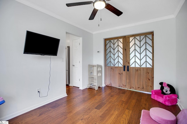 101 Bitternut Ln, Taylors, SC 29687 - bedroom with wood finished floors, crown molding, and ceiling fan