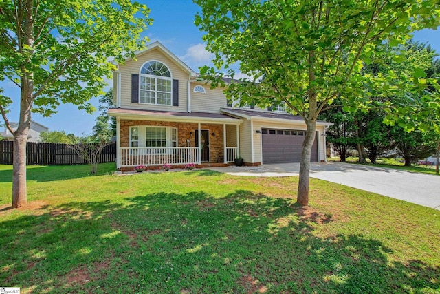 101 Bitternut Ln, Taylors, SC 29687 - traditional home with covered porch, a garage, and concrete driveway