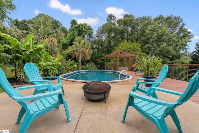 103 Crestview Cir, Greer, SC 29651 - view of swimming pool with an outdoor fire pit, a patio area, and a gazebo