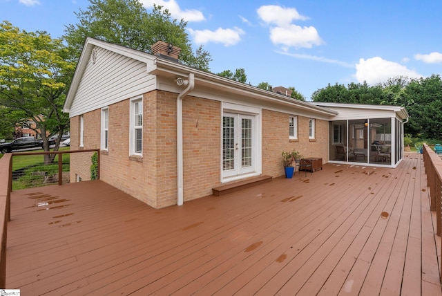 103 Crestview Cir, Greer, SC 29651 - wooden deck featuring a sunroom and french doors