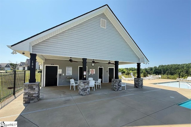 257 Highland Springs Loop, Inman, SC 29349 - view of patio / terrace with ceiling fan and a community pool