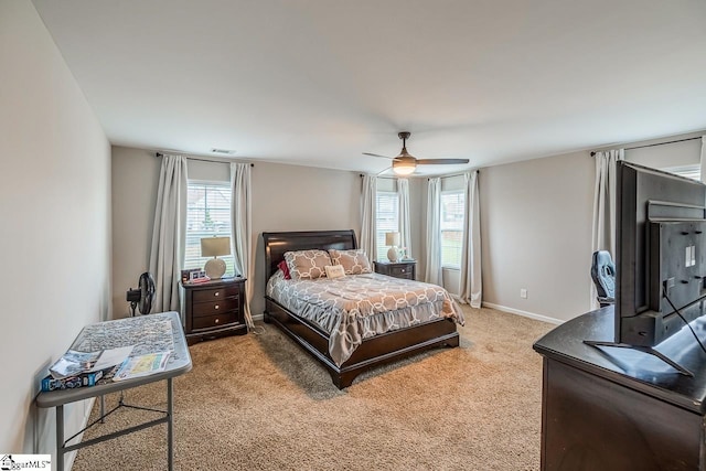 208 Castleton Cir, Boiling Springs, SC 29316 - bedroom featuring light carpet, multiple windows, and a ceiling fan